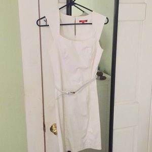 White cocktail dress with belt